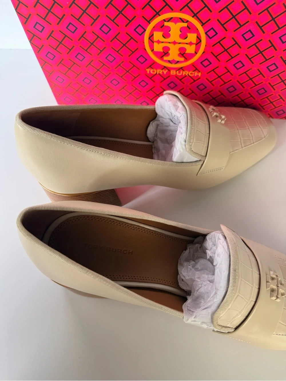 Tory Burch Everly 55mm Loafers Dulce de Leche Leather Block Heel US 9 & 9.5